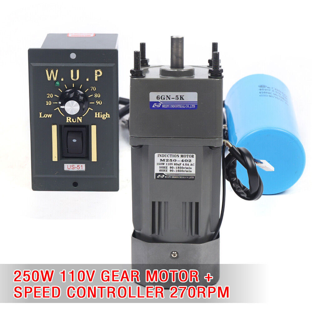 250W 110V AC Gear Reduction Motor Electric+Variable Speed Control Reversible US