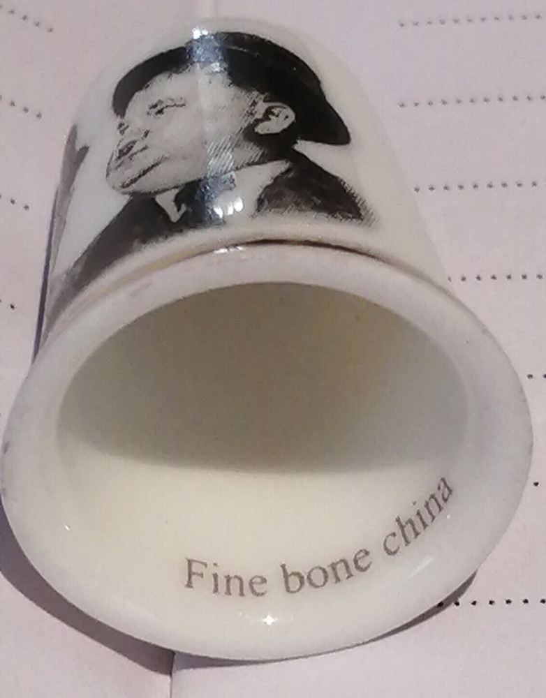 Old Collectable Fine Bone China Thimble Laurel and Hardy