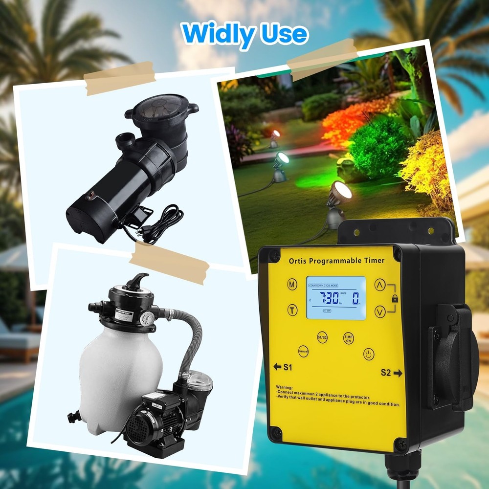Ortis Above Ground Smart Pool Timer with Countdown Mode & 24H Auto Cycle Mode...