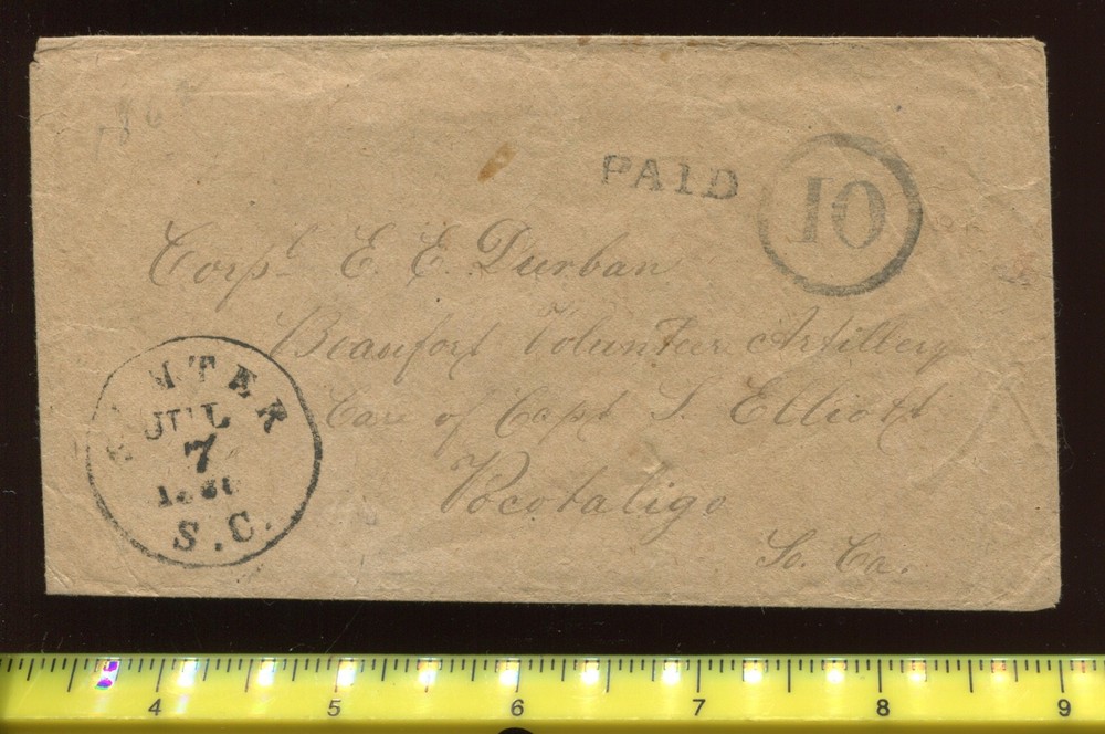Confederate States 80XU2 Sumter SC Provisional Used on Cover w/2 PF Certs MV489
