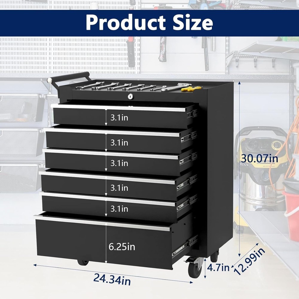 GRAVEE Rolling Tool Chest 6 Drawers Tool Storage Cabinet Toolbox Organizer