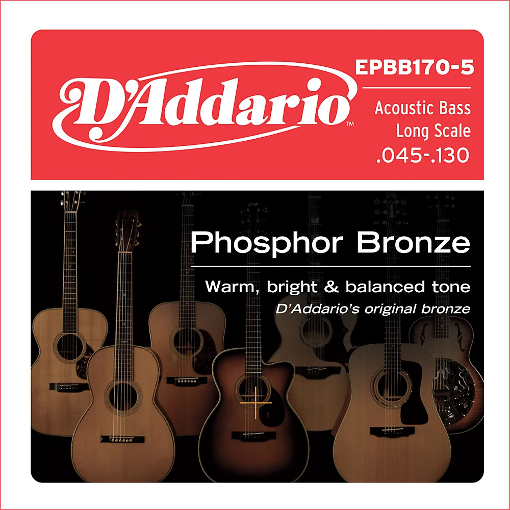 D'Addario EPBB170-5 Phosphor Bronze Long-Scale 5-String Acoustic Bass Strings