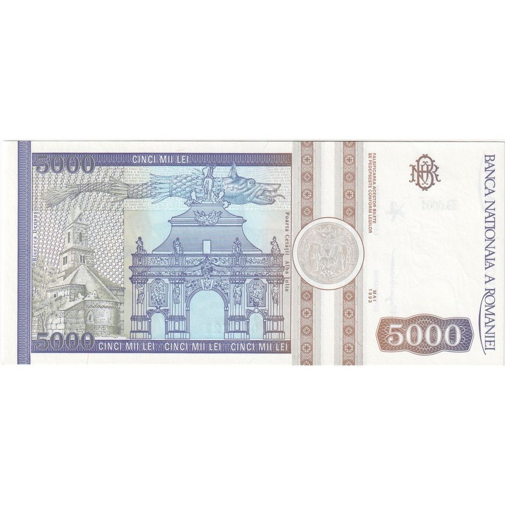 [#376727] Romania, 5000 Lei, May 1993, UNC(64)