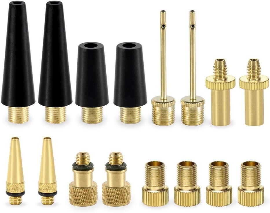 Complete Bike Pump Adapter Set: Includes Brass Nozzles for All Valve Types