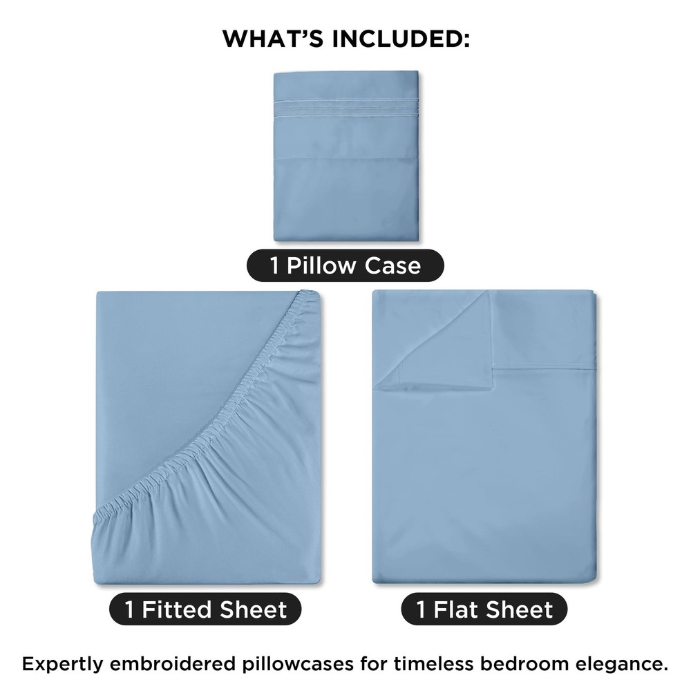 ROYALE LINENS Twin Sheets Set - 3pc 1800 Microfiber Bedding - Soft, Wrinkle-Free