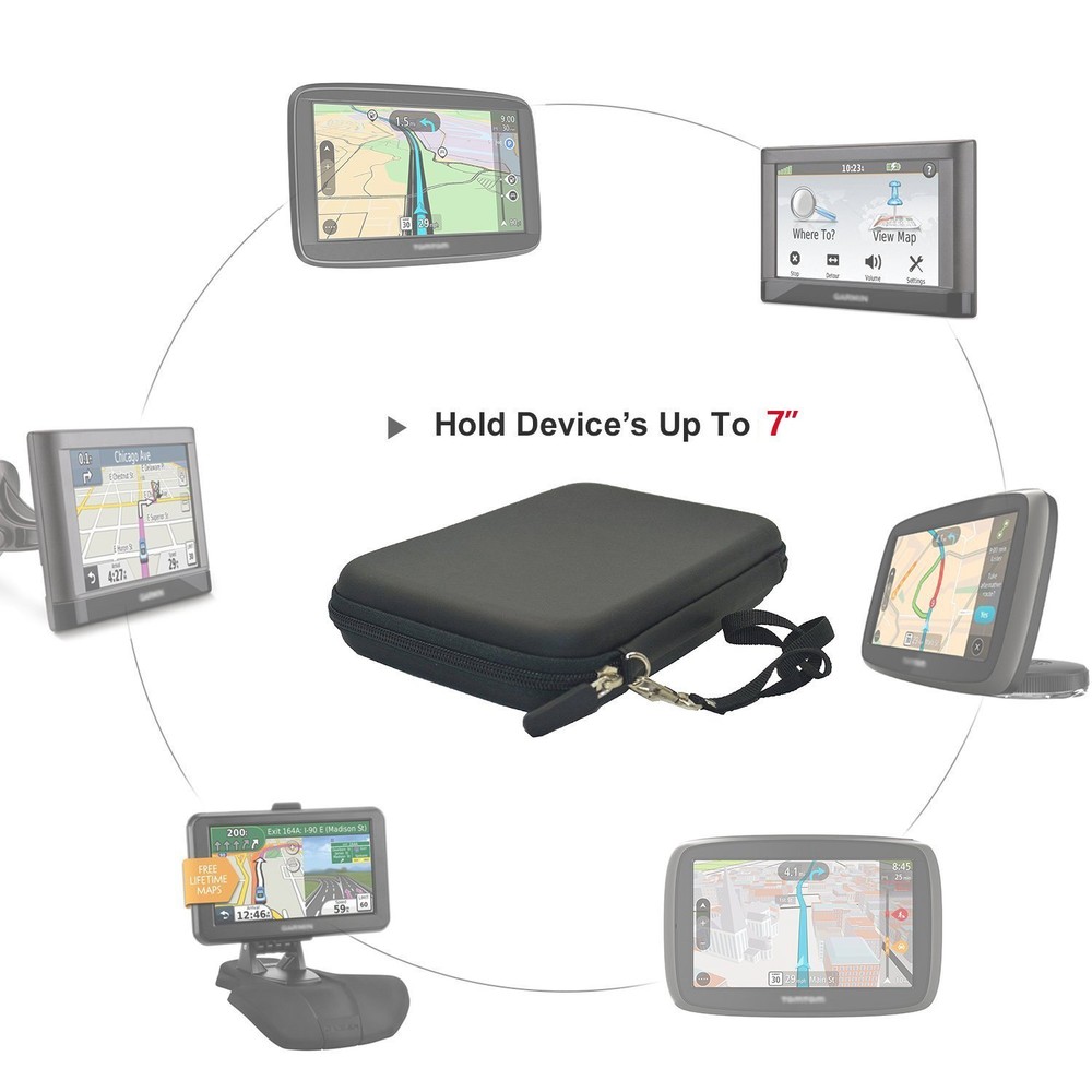 7" GPS Bag Hard Shell Carry Navigation Case Shockproof Pouch for Tomtom Garmin