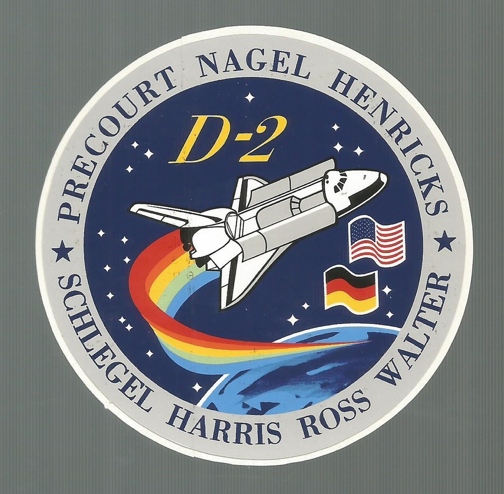 NASA SHUTTLE COLUMBIA STS- 55 D-2  CREW PATCH SPACE  DECAL STICKER 3 1/2"