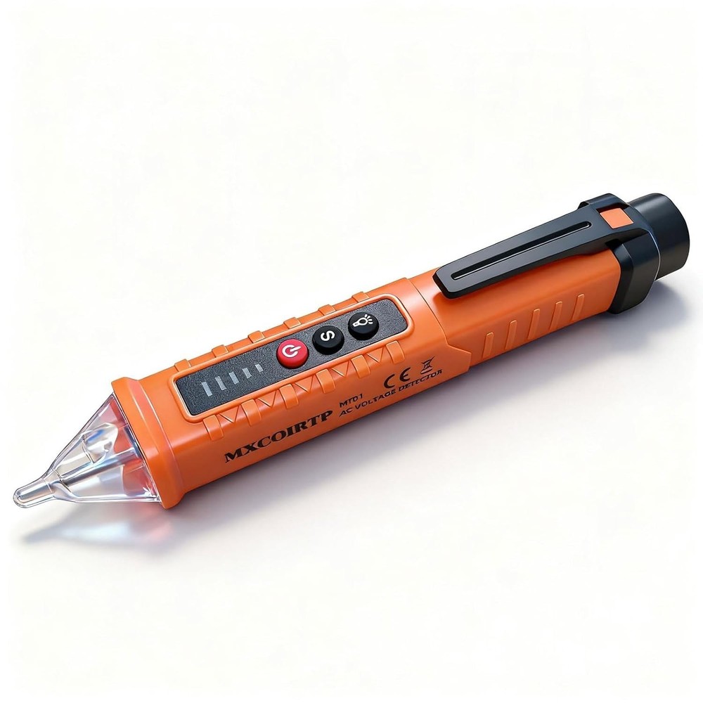 Compact Non-Contact Voltage Detector with Flashlight - 3 Ranges for Electricians