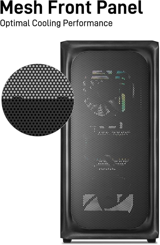 EC2 Black Mid Tower Case – Supports 50 Series Graphics & Cooling