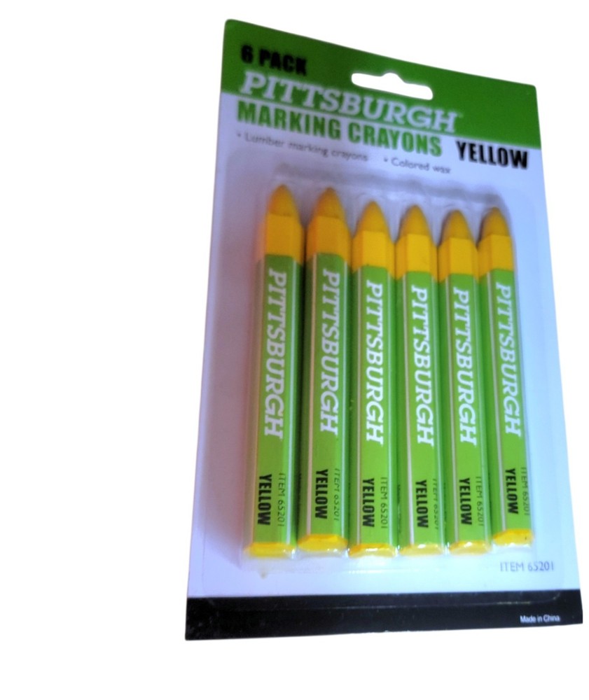 PITTSBURGH Yellow Marking Crayons, 6 Pack