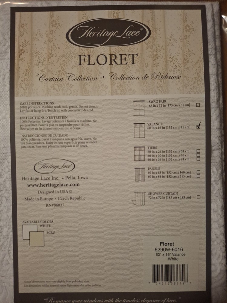 Heritage Lace FLORET 16" Valance WHITE