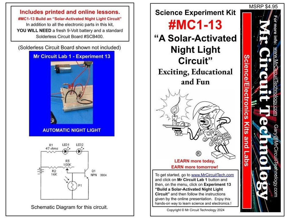 MC1-13 ** Mr Circuit Science ** Experiment Kit  -Solar-Activated Night Light