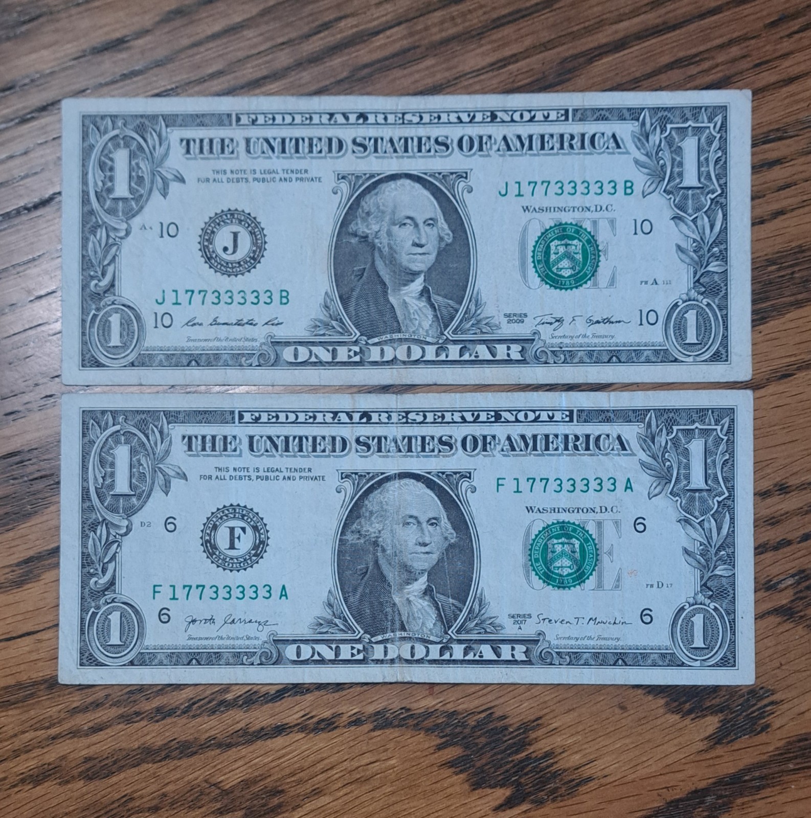 MATCHING $1 & $2DOLLAR NOTES! –SAME SERIALS -