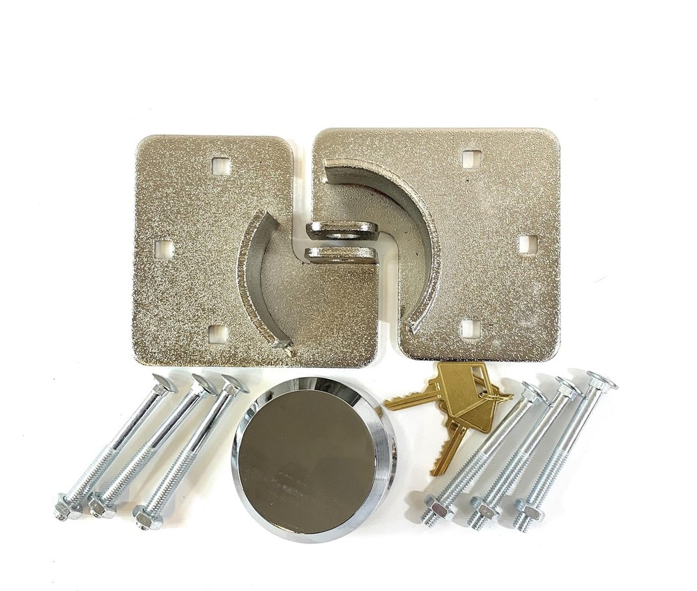 Puck Lock with Hasp and Mounting Hardware, Round Padlock, Bolt on Security. Stee