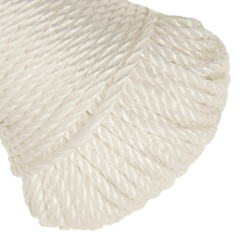 Work Rope 8mm x 50m White Polypropylene Twisted UV Weather Resistant Floatable