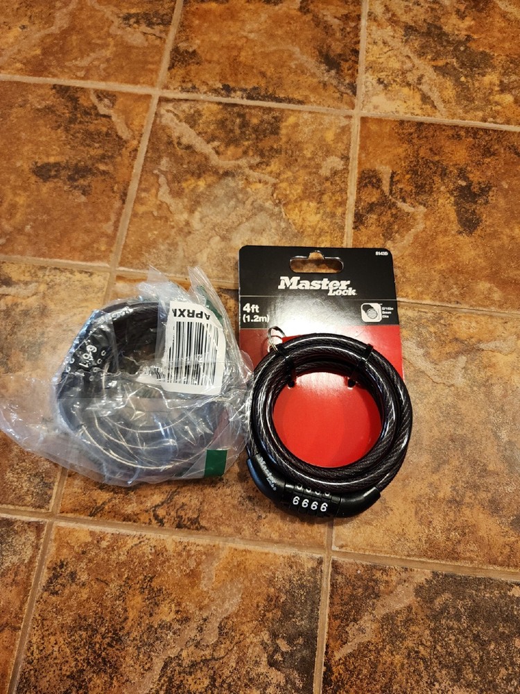 Master Lock Cable Lock, Standard Combination Bike Lock, 4 ft. Long, Black (Pair)