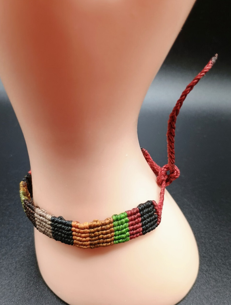 Multicolor Macramé Thread Bracelet Andean Craftsmanship Cusco