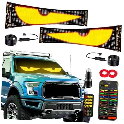 Devil Eyes Light 2PC for Windshield-23.42x4.72IN  Programmable LED Eyes