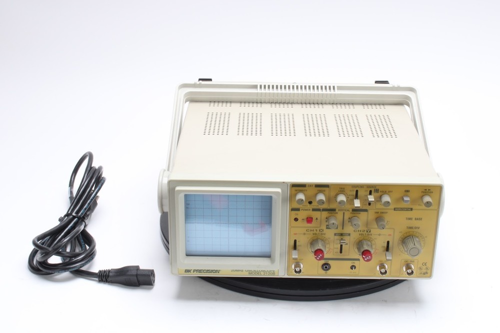 BK Precision 2120B 30MHz Dual Trace Oscilloscope With Handle and Power Cable