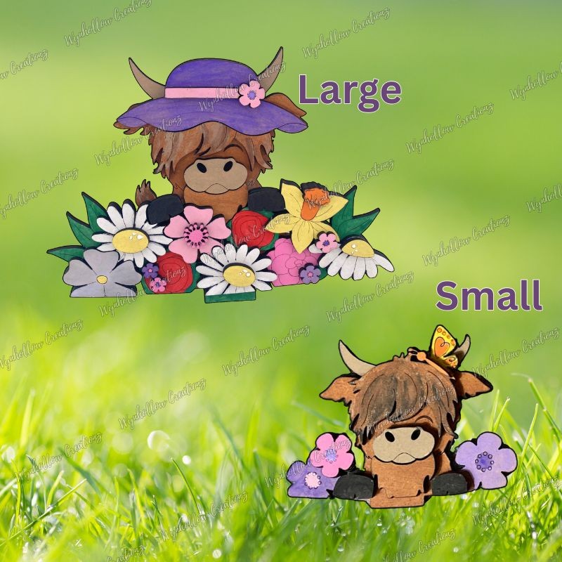 Springtime Highland Cow Interchangeable Basket Insert