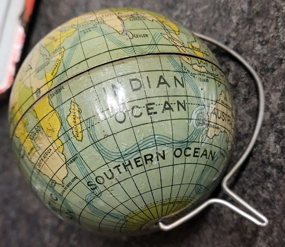 Scarce Antique Small Globe 1910s 20s 3" , Missing Base, ORIGINAL