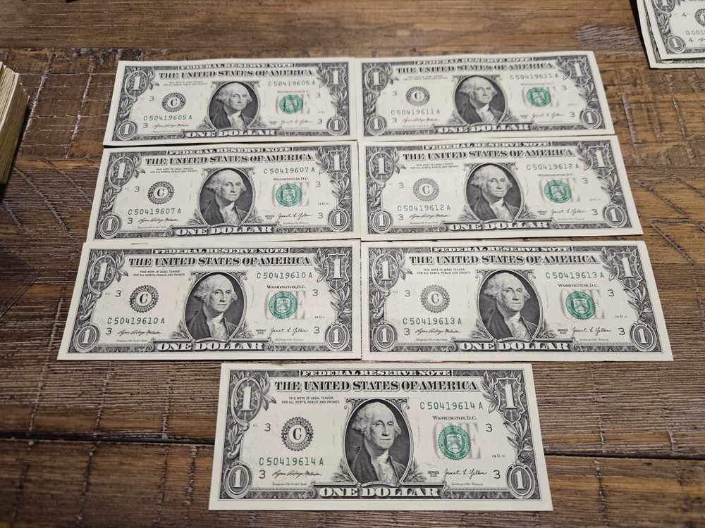Series 2021 $1 Error Notes  Offset Printing/ Transfer Error 7 Notes Uncirculated