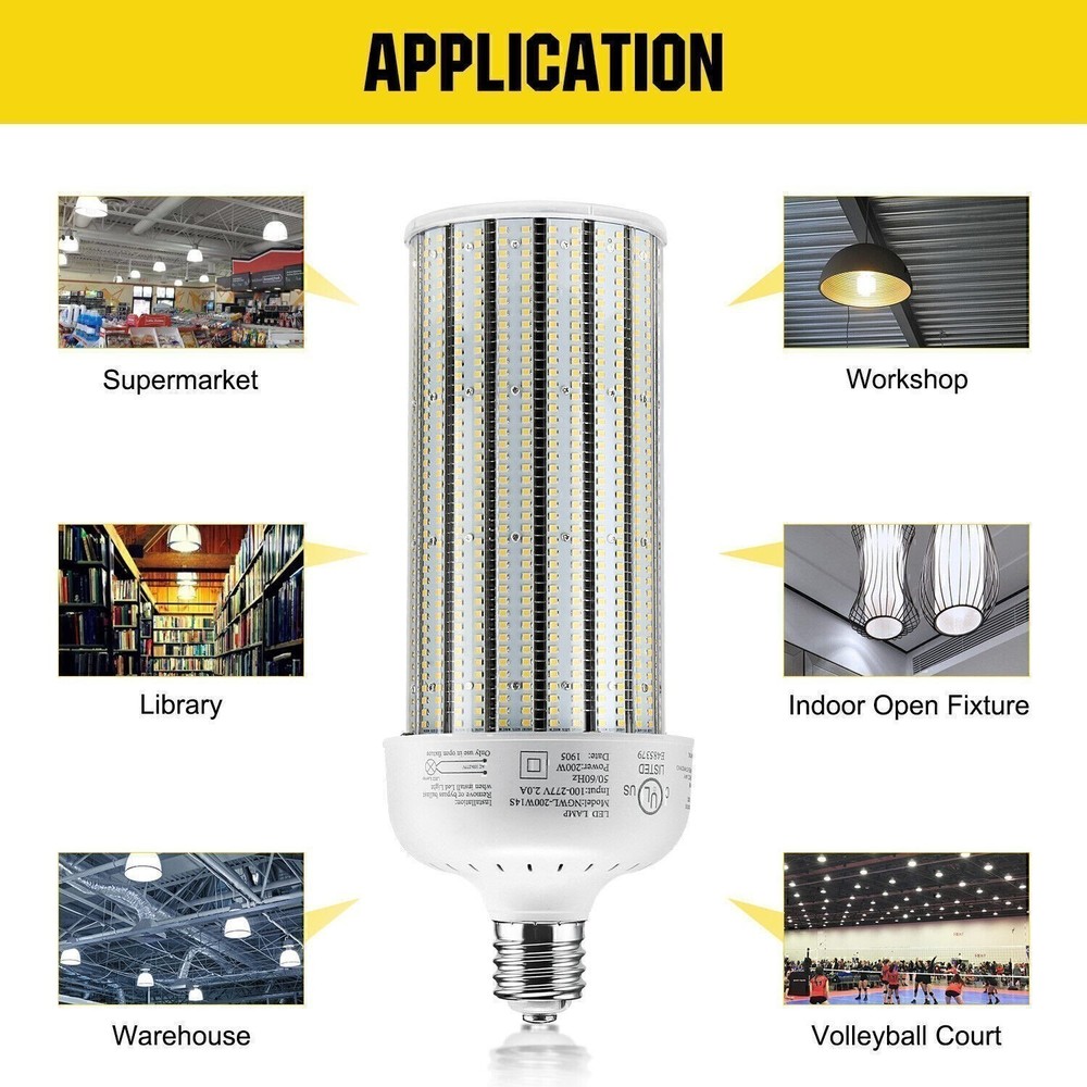 250W LED Corn Light Bulb E39 Mogul Base Bulbs Warehouse Workshop Lighting 5000K