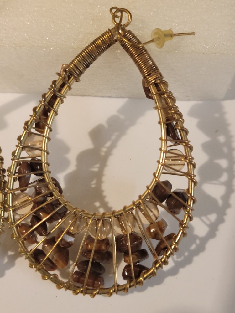 Handmade Wire and Natural Stone Earrings