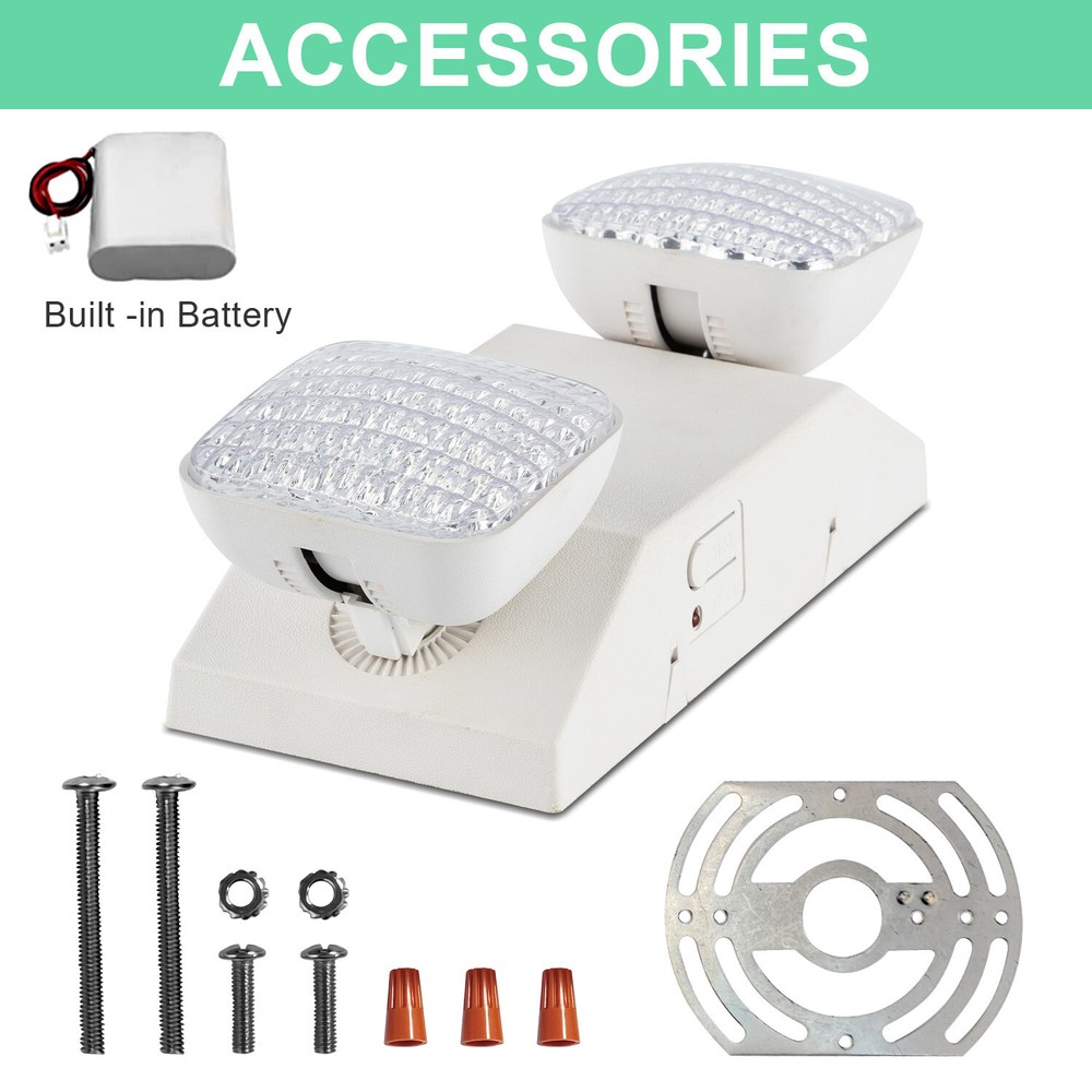 6 pack LED Emergency Lights , Exit Sign Light Adjustable Dual Head Battery Back