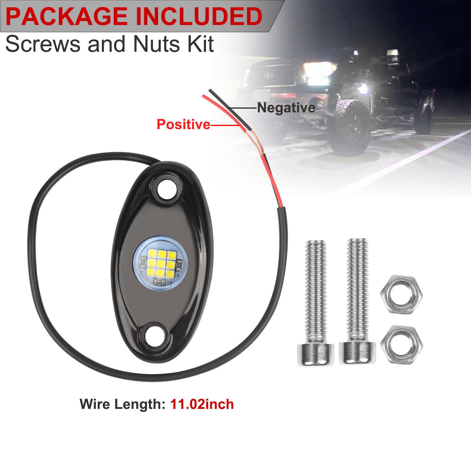 8 X LED Rock Lights White Underbody Trail Rig Glow Lamp Offroad SUV Pickup Truck