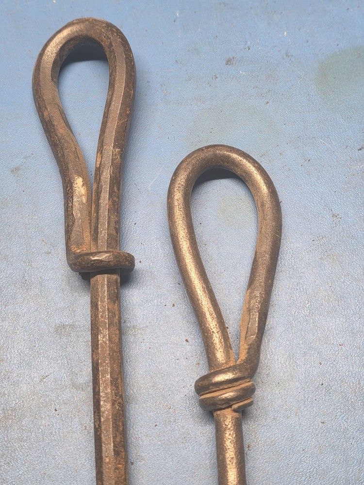 Lot 2x Hand Forged Blacksmith Flathead Screwdrivers Twisted Iron
