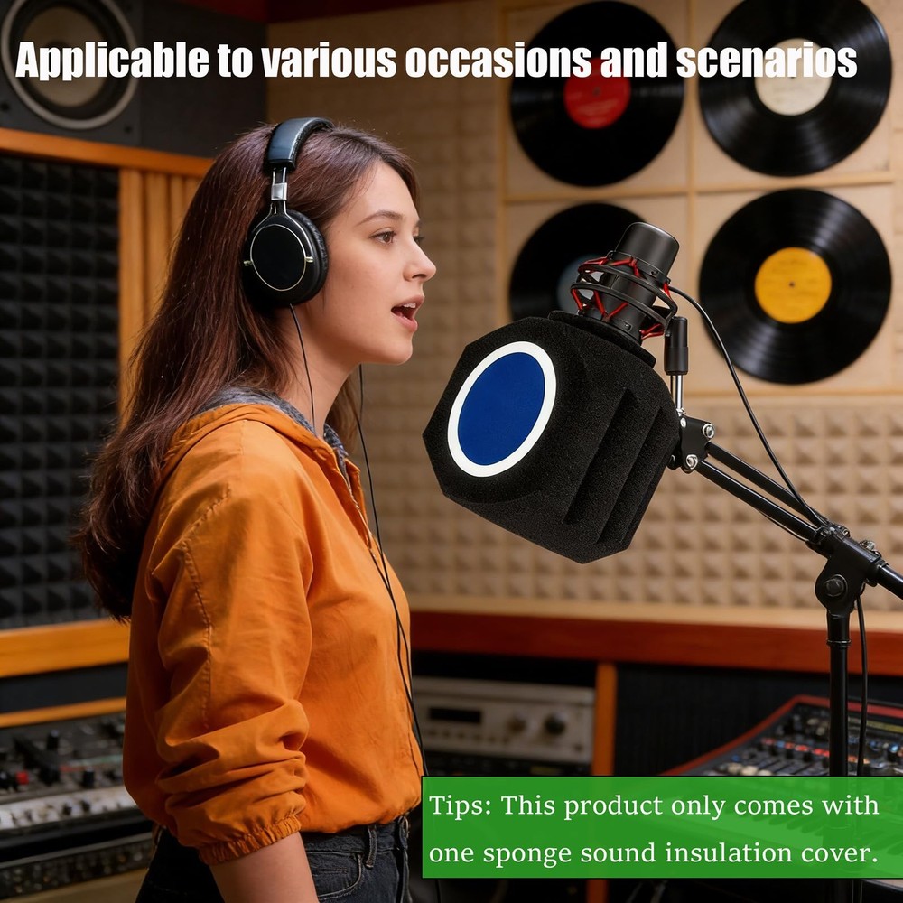 Microphone Isolation Shield Mic Pop Filter for Microphone Record Mic Shield S...