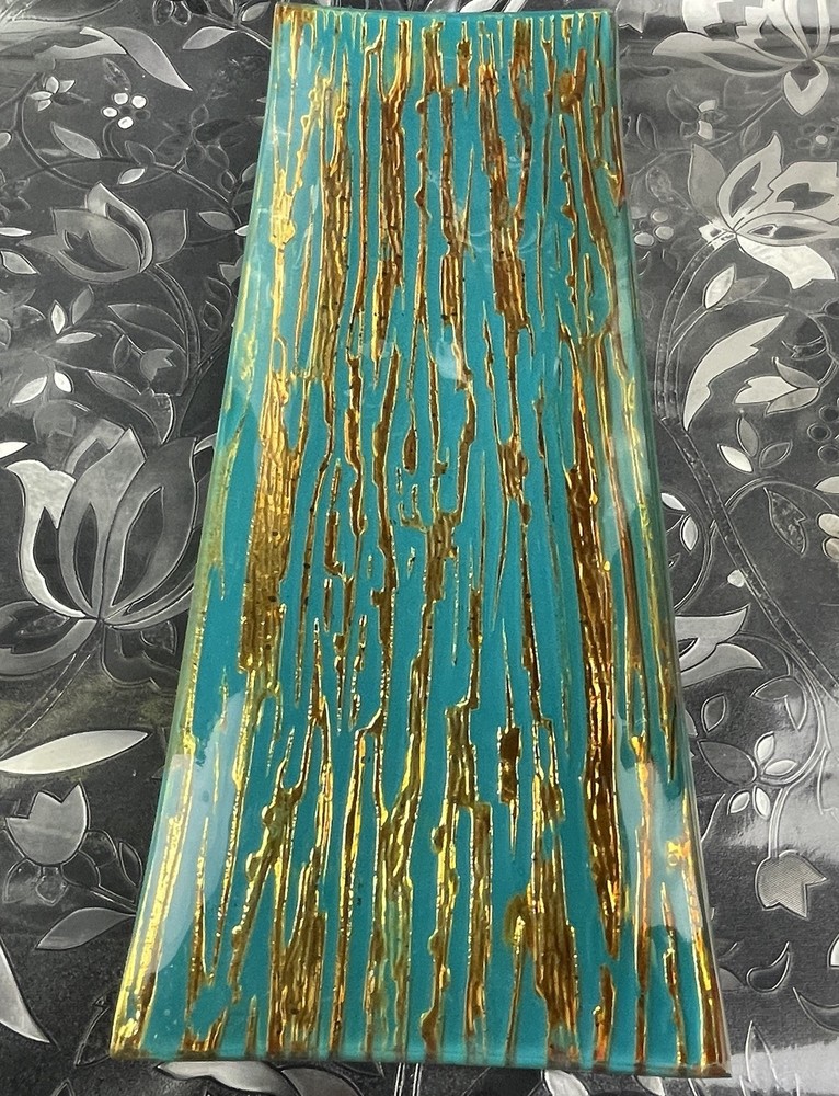 Rolling Tray Smoking Rolling Tray rectangular glass plaque turquoise base