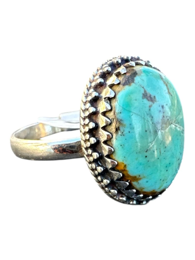Kingman Turquoise Solid 925 Sterling Silver Ring 9.5