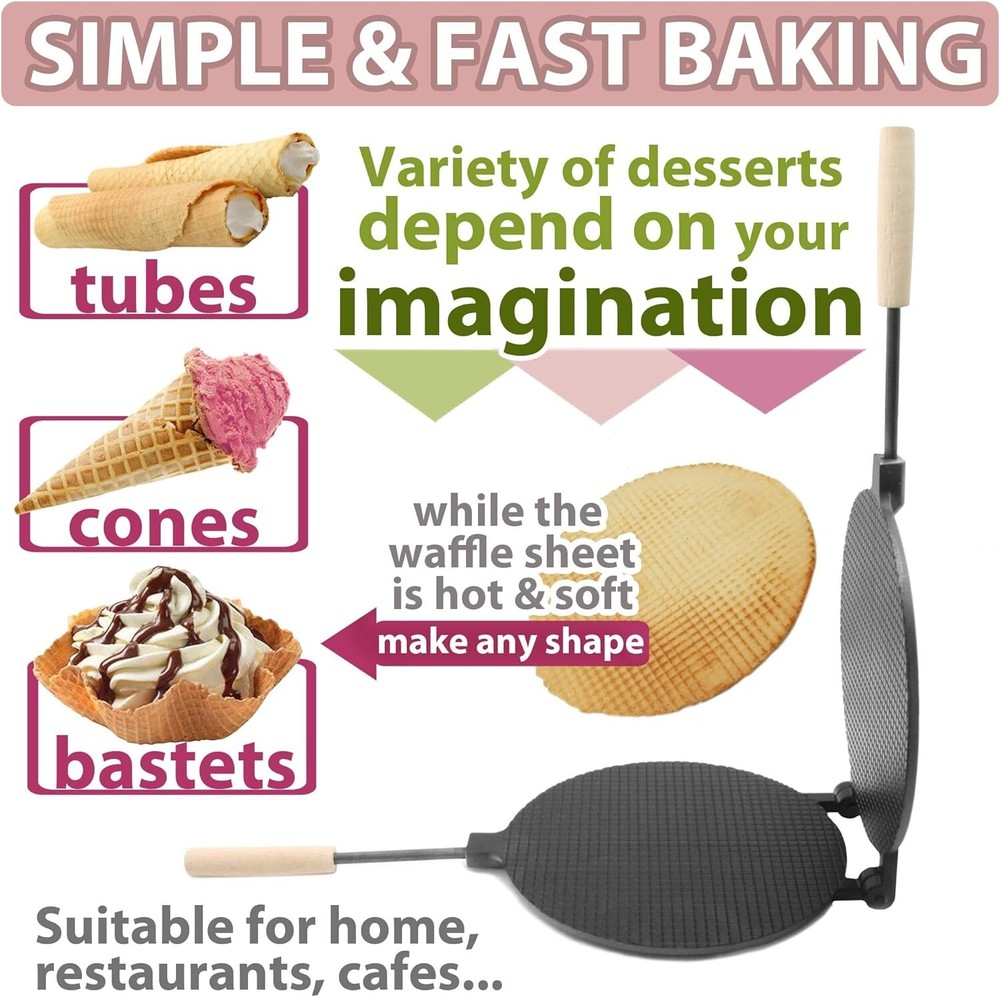 Waffle Maker Round Form Non-Stick Waffle Cone Maker
