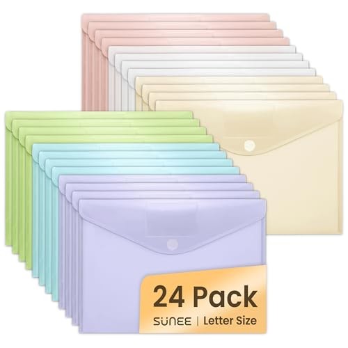 Pack Plastic Envelopes, Folders for Document for A4 Letter Size, Poly File 24