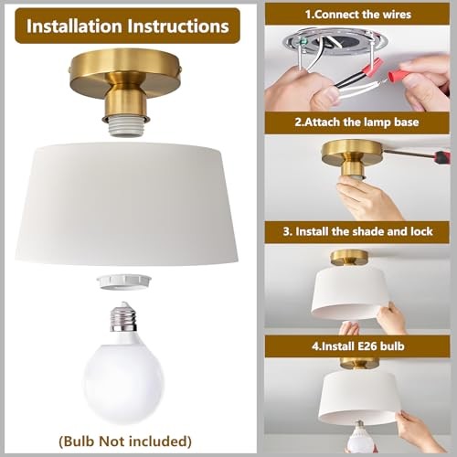 Modern Semi Flush Mount Ceiling Light 3 Pack,Metal Ceiling 10in 3 Pack White
