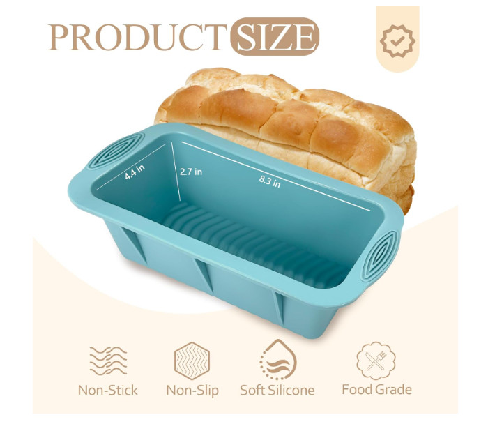 2PCS Silicone Bread Loaf Pan Non-Stick Rectangular Baking Mold for Cake Bread