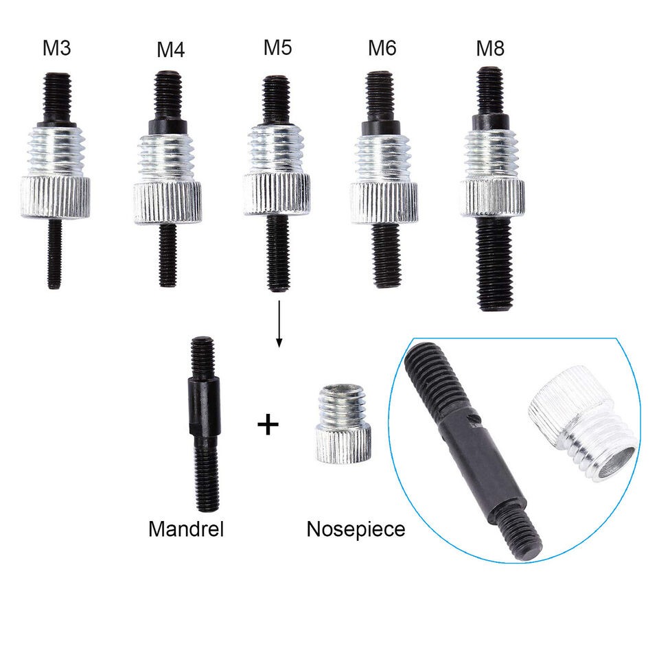 86Pc Threaded Nut Rivet Gun Insert Tool Riveter Rivnut Setter Riveting Kit M3-M8