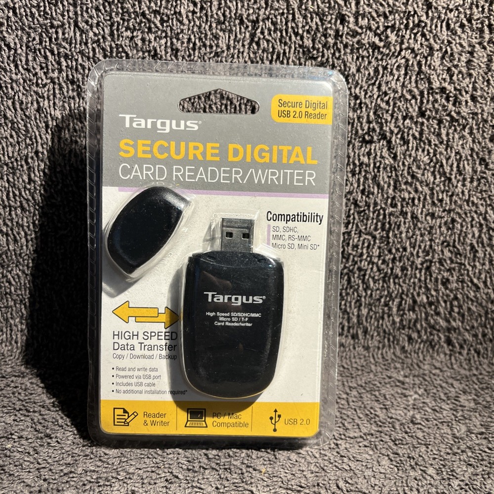 Targus Secure Digital SD Card Reader Writer USB 2.0 For PC/Mac New Old Stock