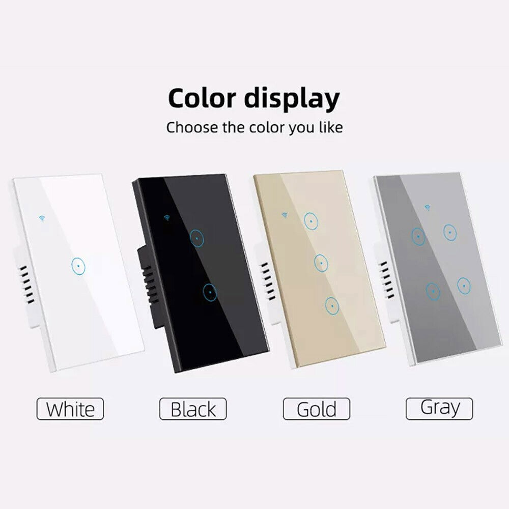 Tuya WIFI Smart Wall Light Touch Glass Panel Switch App Voice Control