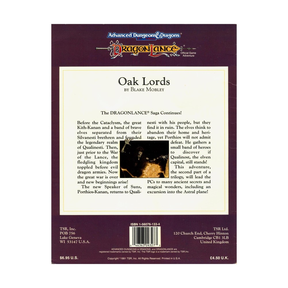 TSR Dragonlance Oak Lords VG+