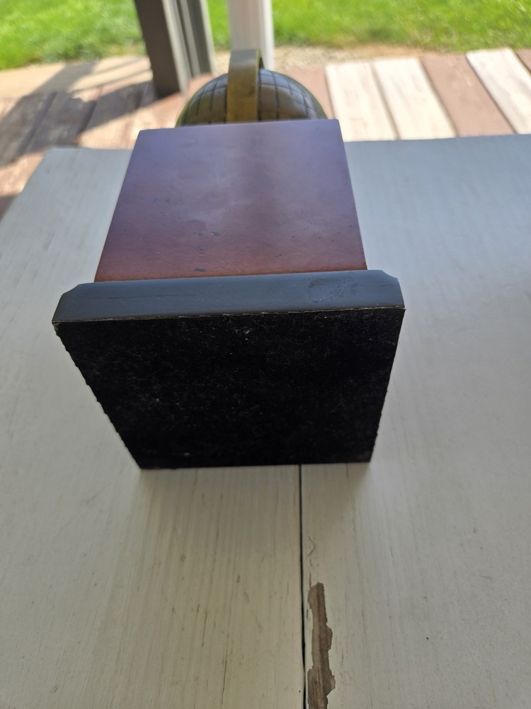 Brass Globe Bookend with wood base. One