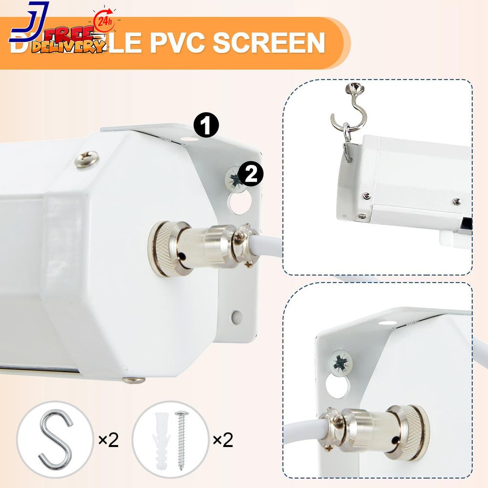 120" Projector Screen Motorized 16:9 4K HD Pull down Retractable Projection Scre