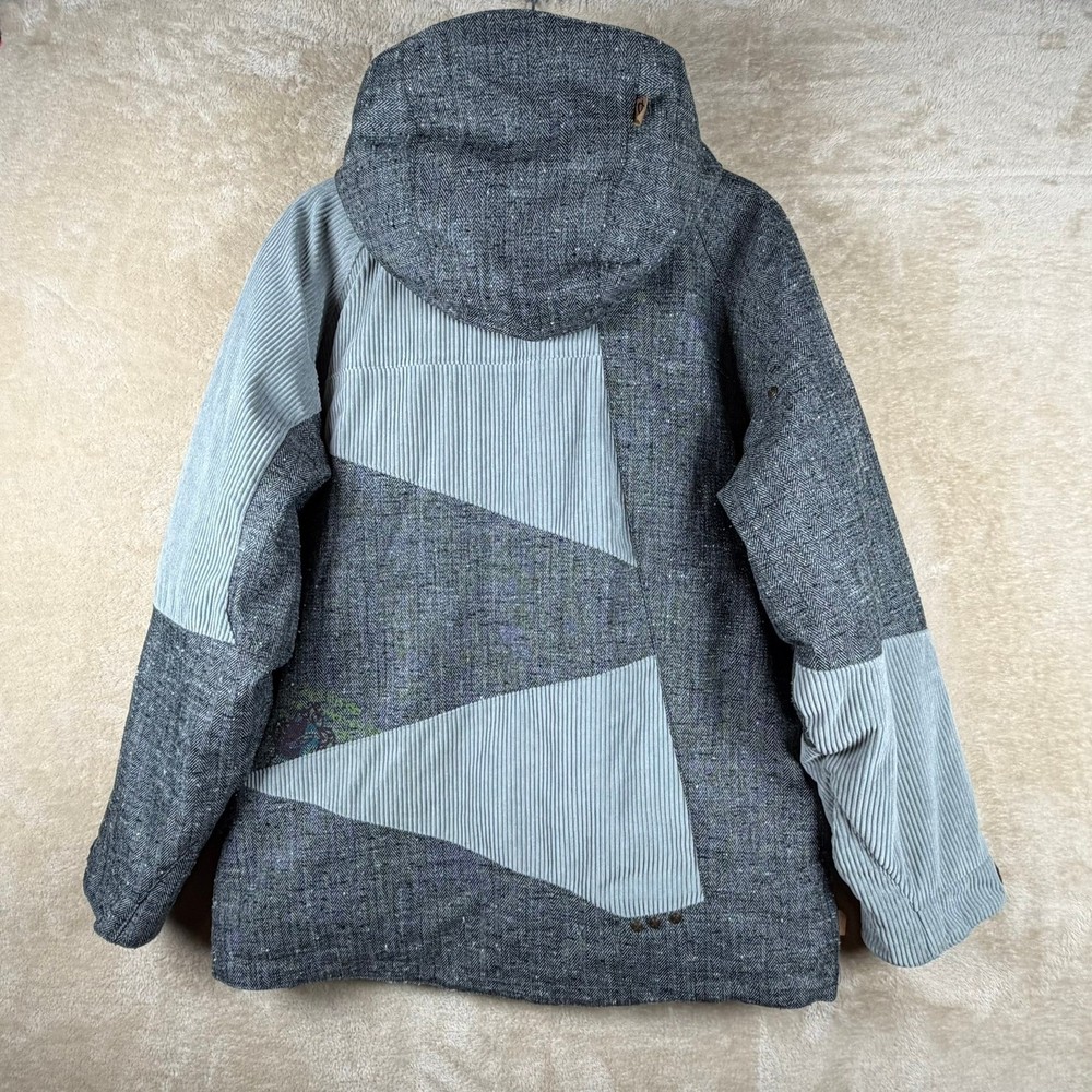 Obermeyer Ripper Ski Jacket Grey Herringbone Corduroy Patchwork 16J Gorpcore