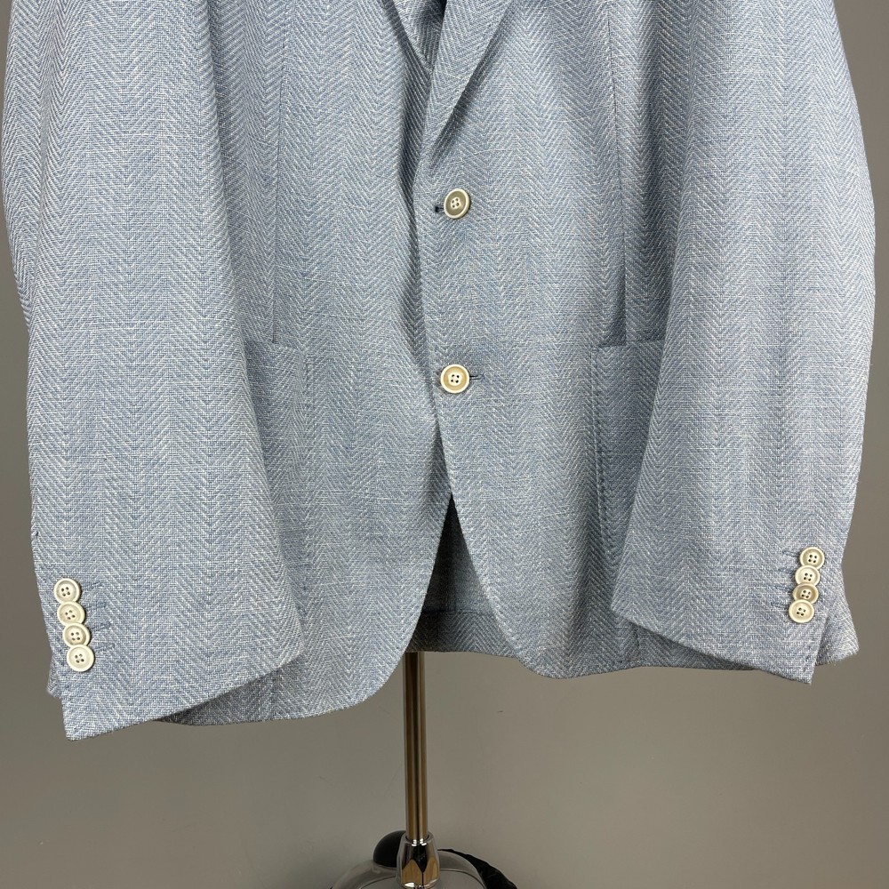 Windsor Men's Light Blue Unlined Herringbone Blazer – Size EU52