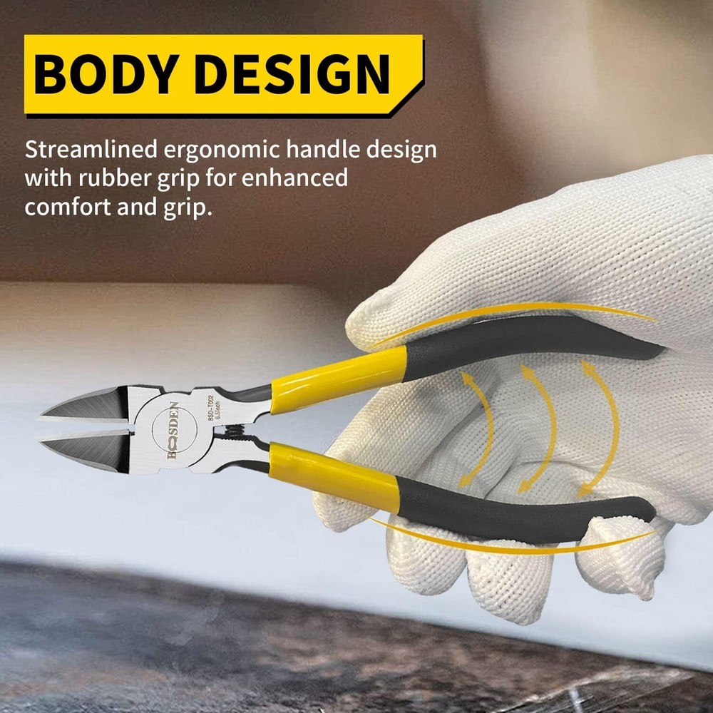 5 Pack, 6 inch Flush Cutters, BOOSDEN Spring Loaded Cutting Pliers,Precision Sid
