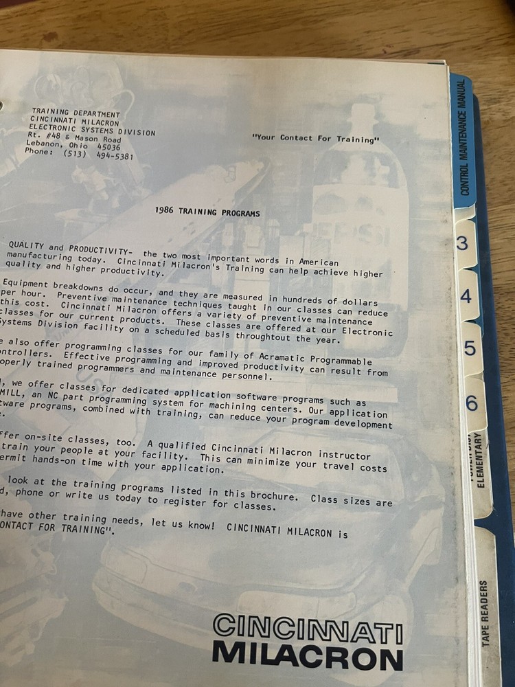 Cincinnati Milacron Acramatic 900MC/900TC CNC V2 Control Reference Manual Vol.1