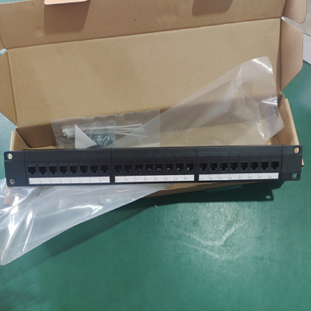 Pass Through Patch Panel 24 Ports Cat6 RJ45 19" Rack Mount Punch Down Keystone