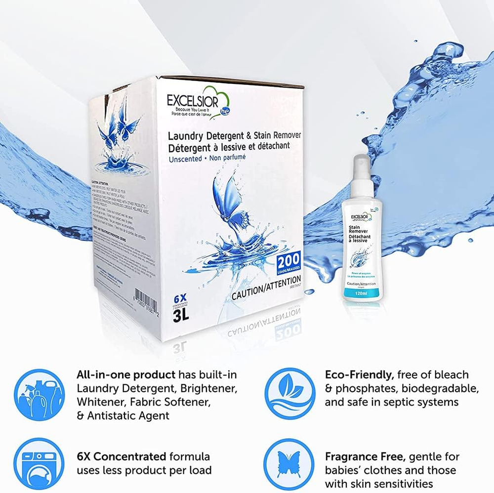 Excelsior - Laundry Detergent with Eco Bottle- Concentrated Liquid - Unscent